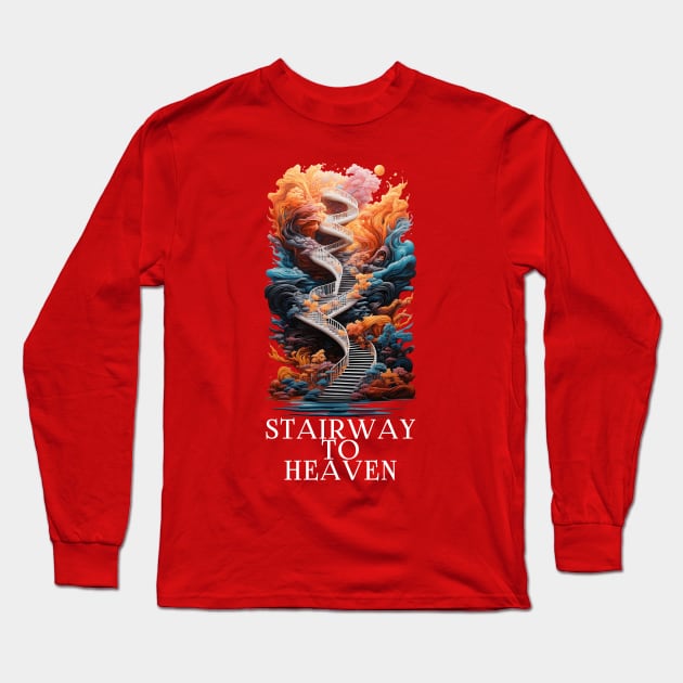 Beautiful Stairway To Heaven Celestial Colorful Design Long Sleeve T-Shirt by TF Brands